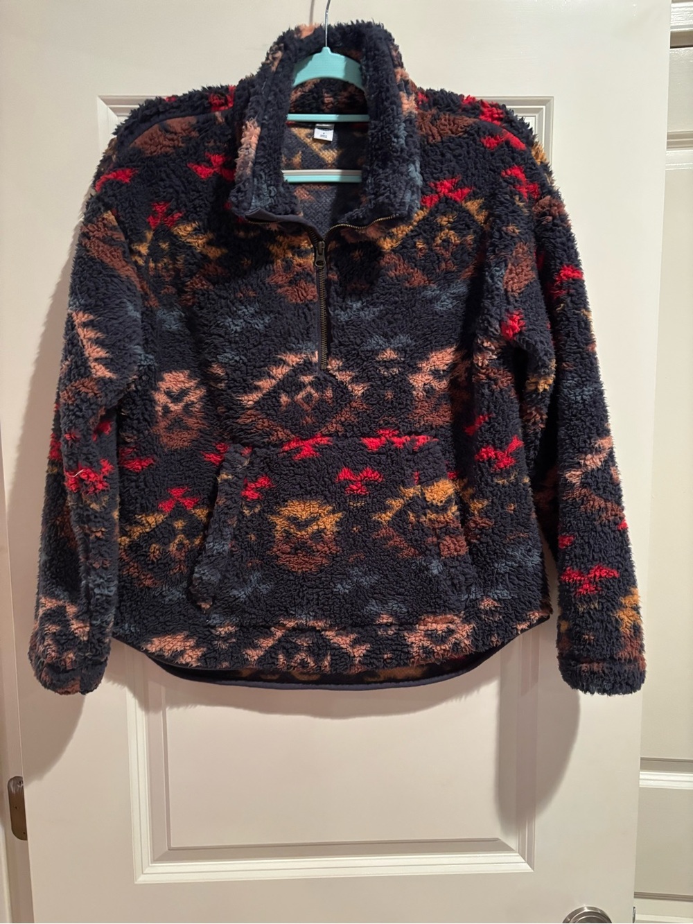 Old Navy Womens S Sherpa Quarter Zip Pullover Aztec Southwestern Fleece